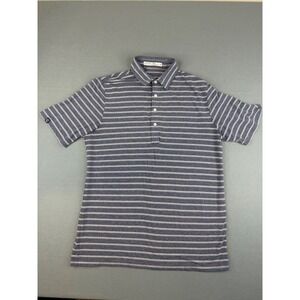 Criquet Shirts Polo Mens‎ Medium Blue Striped Pima Cotton Blend Players Shirt